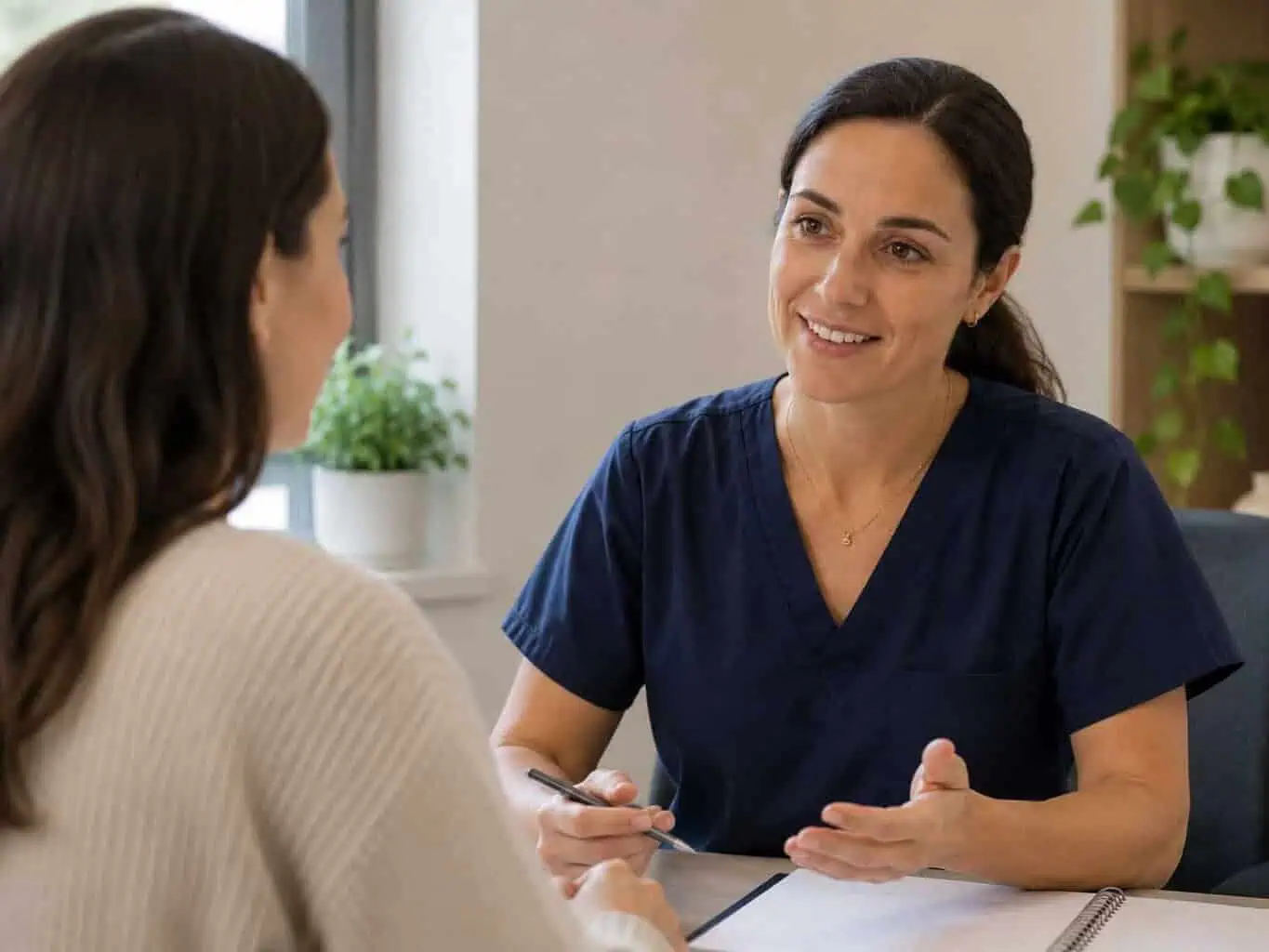 Doctor-patient consultation in modern office